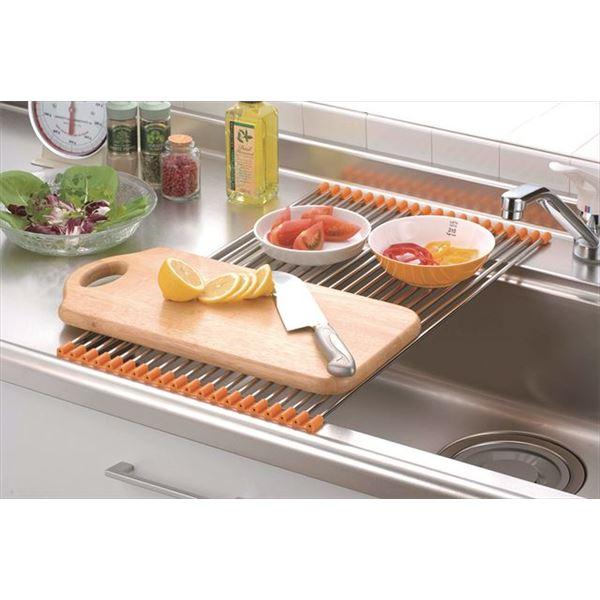 折りたたみ 水切りラック/キッチン用品 〔20本 グリーン〕 約574×330×10mm 日本製 ステンレス製 〔台所〕 |  | 02