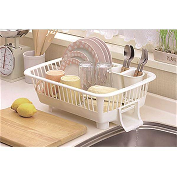 水切りラック/キッチン用品 〔よこ置きタイプ〕 約320×445×155mm 箸立て付き 『ウォータースルーバスケット』 |  | 01