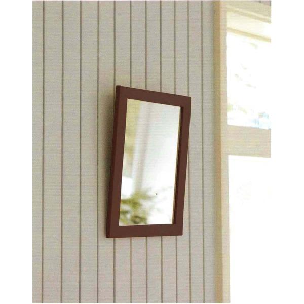 割れない 鏡 壁掛け ミラー 〔 Sサイズ 340mm×240mm ブラウン 〕 ガラス不使用 日本製 防災 地震対策 ウォールミラー | 
