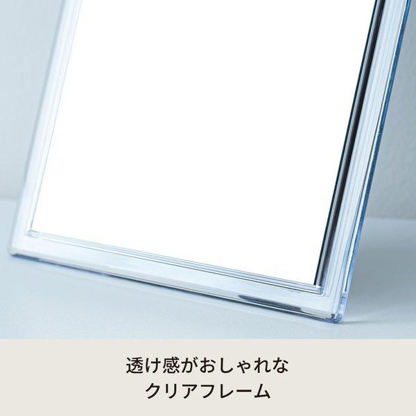 スクエア卓上ミラー CLEAR(クリア) 折りたたみ 卓上鏡 鏡 カガミ コンパクトミラー メイク スリム 折りたたみ 飛散防止加工 角度調整可 完成品 NK-262 |  | 02