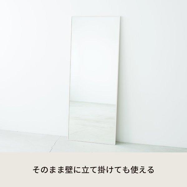 細枠ウォールミラー幅60cm(ホワイト/白) 天然木 姿見鏡 ワイド 高級感 木製 飛散防止加工 壁掛け 北欧風 玄関 トイレ 洗面 日本製 完成品 NK-8 |  | 02