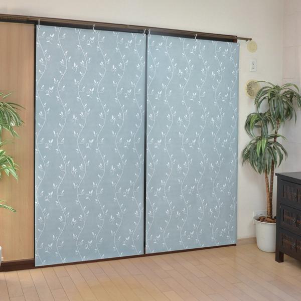断熱 遮光シート カーテン 1枚当り幅90cm×高さ200cm 2枚組 リーフ柄 グリーン Sフック付き 日本製 インテリアアート リビング |  | 04