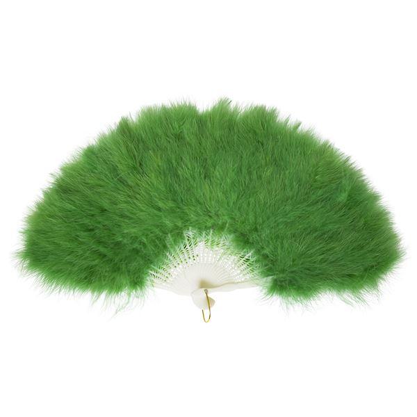 ふわふわ羽扇子/コスプレ衣装 〔グリーン〕 天然羽毛製 メイン部分約30cm 〔イベント〕 | 