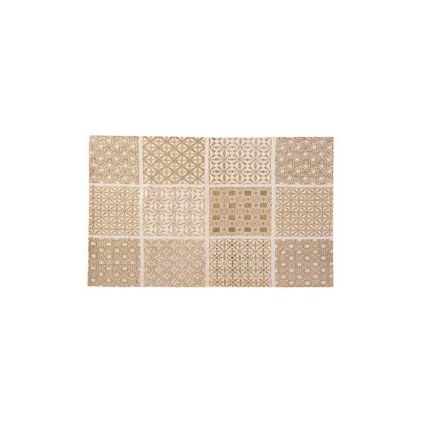 ラグマット 絨毯 90×130cm ベージュ TTR-145BE 長方形 インド製 コットン 綿 リビング ダイニング ベッドルーム 寝室 居間 | 