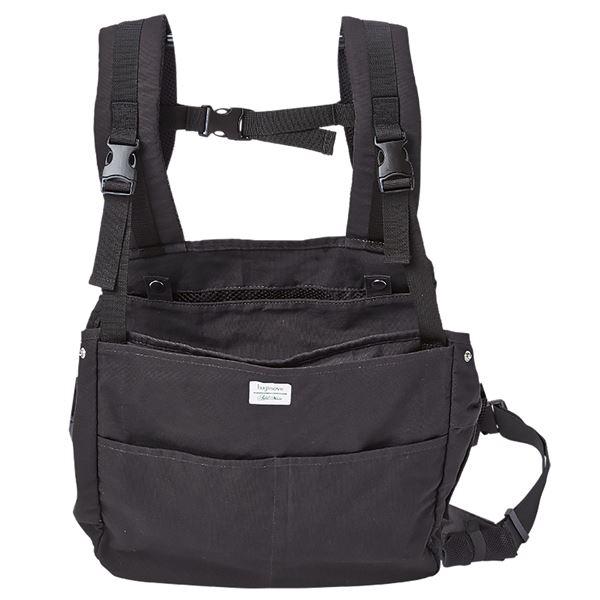 hugmove 抱っこキャリー ブラック 小物入れ ペットボトルホルダー付 折りたたみ式 ウエストポーチ ペット用品 キャリー | 