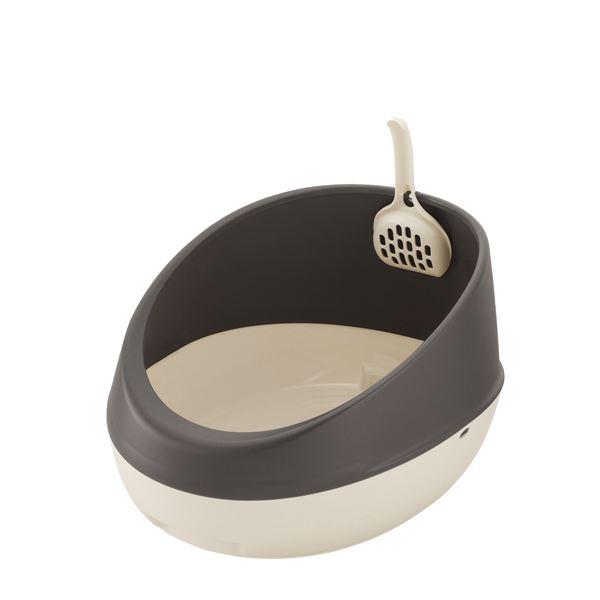 （まとめ）ラプレ ネコトイレ ハーフカバー ダークグレー (ペット用品) (×2セット） | 