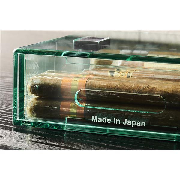 日本製 高精度温湿度計・加湿器付き アクリルシガーボックス(ヒュミドール)〔ブラック〕 |  | 04