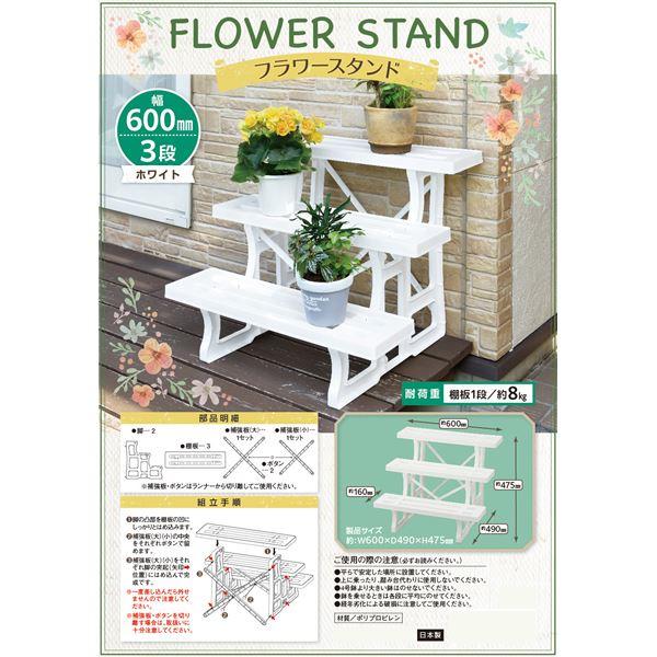 フラワースタンド/プランタースタンド 〔幅60cm 3段 ホワイト〕 日本製 簡単組立 〔ガーデニング 園芸用品〕 |  | 03