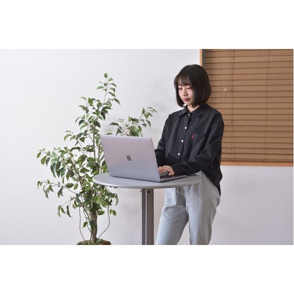 ハイテーブル サイドテーブル 幅76cm グレー 円形 スチール アジャスター サークル カフェテーブル 組立品 リビング オフィス |  | 03