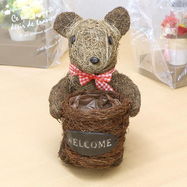 アニマルバスケット/植物プランター 〔クマ ライトブラウン〕 麻/籐製 82-242 〔ガーデニング用品 園芸〕 | 