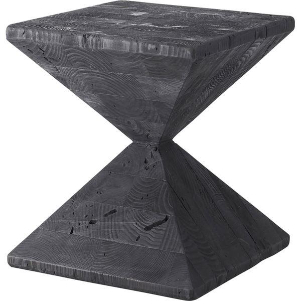 サイドテーブル 約幅35×奥行35×高さ40cm （130） ブラック 裏面滑り止め付き 木製 天然木 パイン古材 リビング インテリア家具 | 