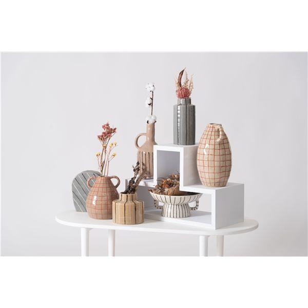 フラワーベース 花瓶 約幅17.5×奥行17.5×高さ21cm ブラウン 陶器 花器 リビング ダイニング インテリア雑貨 完成品 |  | 03