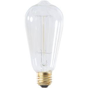エジソン球 L W6.4×D6.4×H14cm クリア E26/60W 電球 照明 ライト 完成品 | 