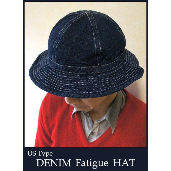 USタイプ デニム ファティーグハット 帽子 7 1/2 綿100％ 折りたたみ収納可 米軍 US軍 レプリカ ミリタリーウェア 軍モノ |  | 01