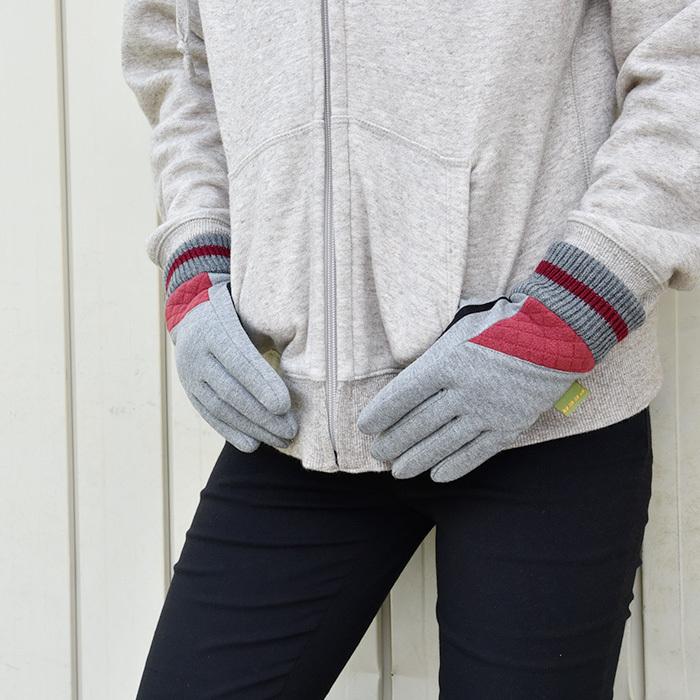 手袋 レディース 五指 スウェット 切替し ニットカウス 裏ボア スポーツ カジュアル peer メール便送料無料 発熱 保温 暖かい 通勤 通学 あったかグッズ |  | 06