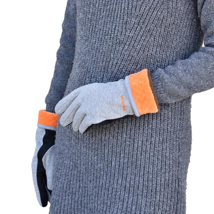 手袋 レディース メンズ 防寒 裏ボア 発熱 五指 スウェット キルティングカウス カラー フェイクスウェード メール便送料無料  暖かい 柔らかい 通勤 通学 |  | 04