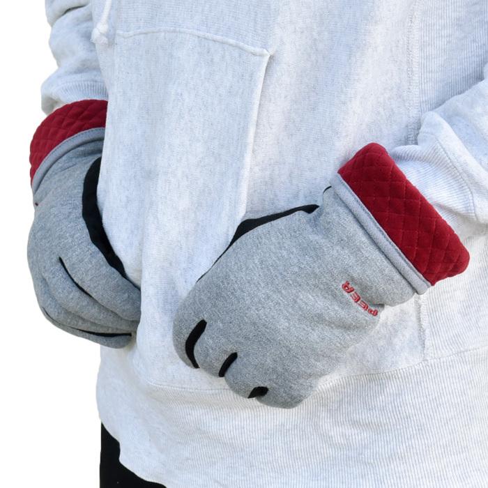 手袋 レディース メンズ 防寒 裏ボア 発熱 五指 スウェット キルティングカウス カラー フェイクスウェード メール便送料無料  暖かい 柔らかい 通勤 通学 |  | 06