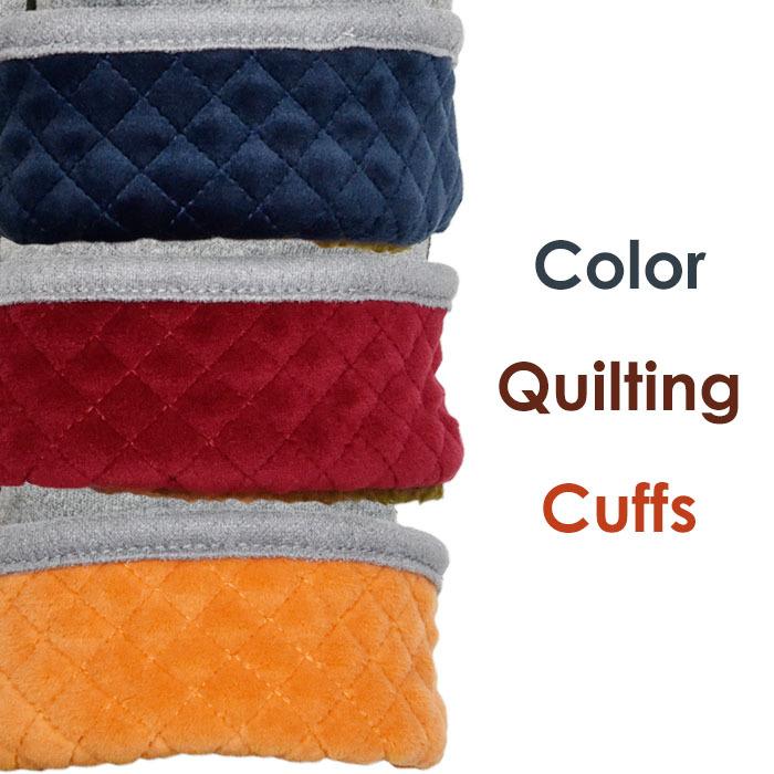 手袋 レディース メンズ 防寒 裏ボア 発熱 五指 スウェット キルティングカウス カラー フェイクスウェード メール便送料無料  暖かい 柔らかい 通勤 通学 |  | 08