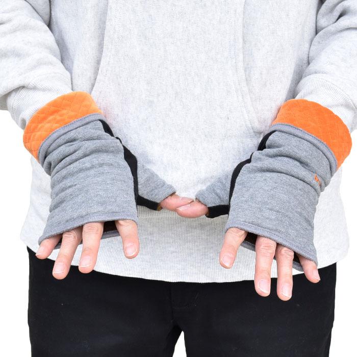 手袋 レディース メンズ 防寒 裏ボア 発熱 指なし スウェット キルティングカウス カラー フェイクスウェード メール便送料無料  暖かい 柔らかい 通勤 通学 |  | 06