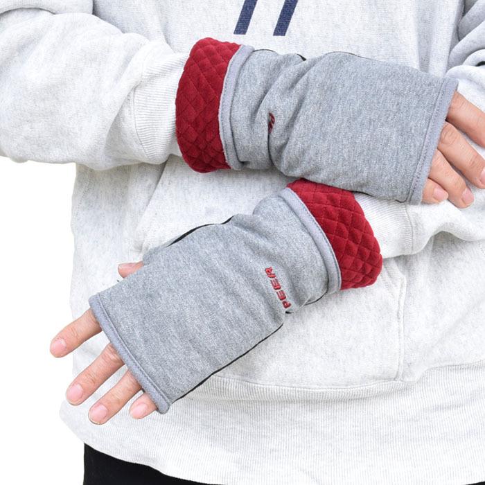 手袋 レディース メンズ 防寒 裏ボア 発熱 指なし スウェット キルティングカウス カラー フェイクスウェード メール便送料無料  暖かい 柔らかい 通勤 通学 |  | 07
