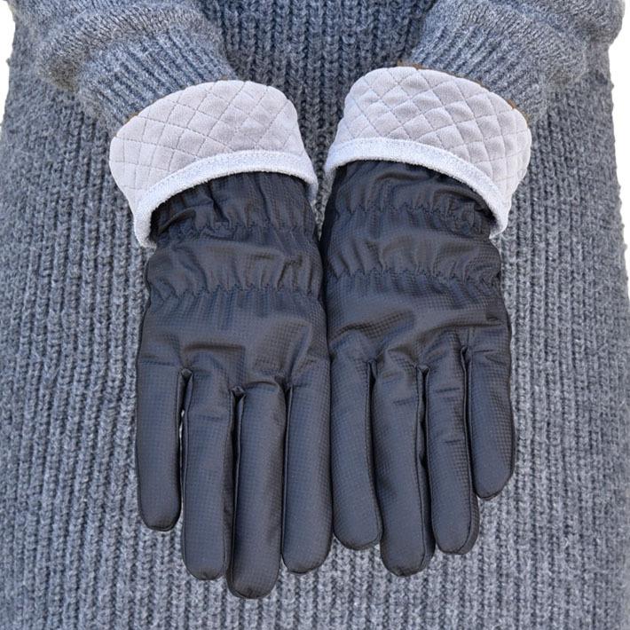 手袋 レディース 防寒 裏ボア 発熱 五指 ポリエステル織生地 キルティングカウス カラー フェイクスウェード メール便送料無料  暖かい 柔らかい 通勤 通学 |  | 06