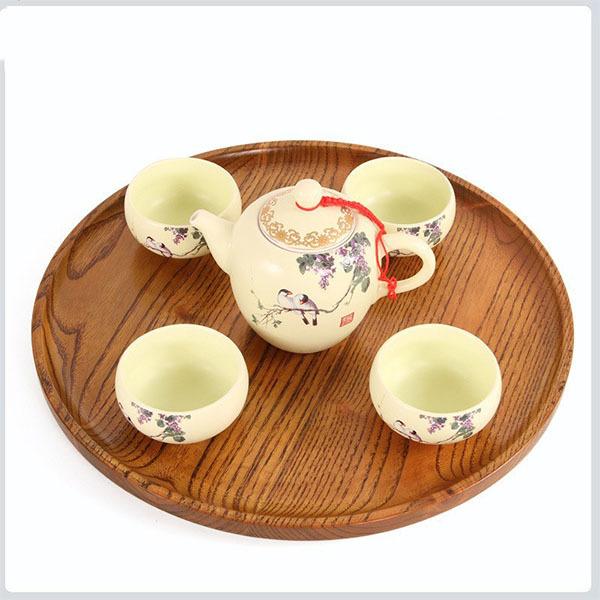 丸盆 木製トレー 丸型 アカシアラウンドトレイお盆 おしゃれ 木製