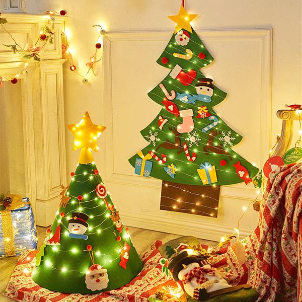 クリスマスツリー DIY フェルト 壁掛け 吊り紐付き オーナメント 部屋