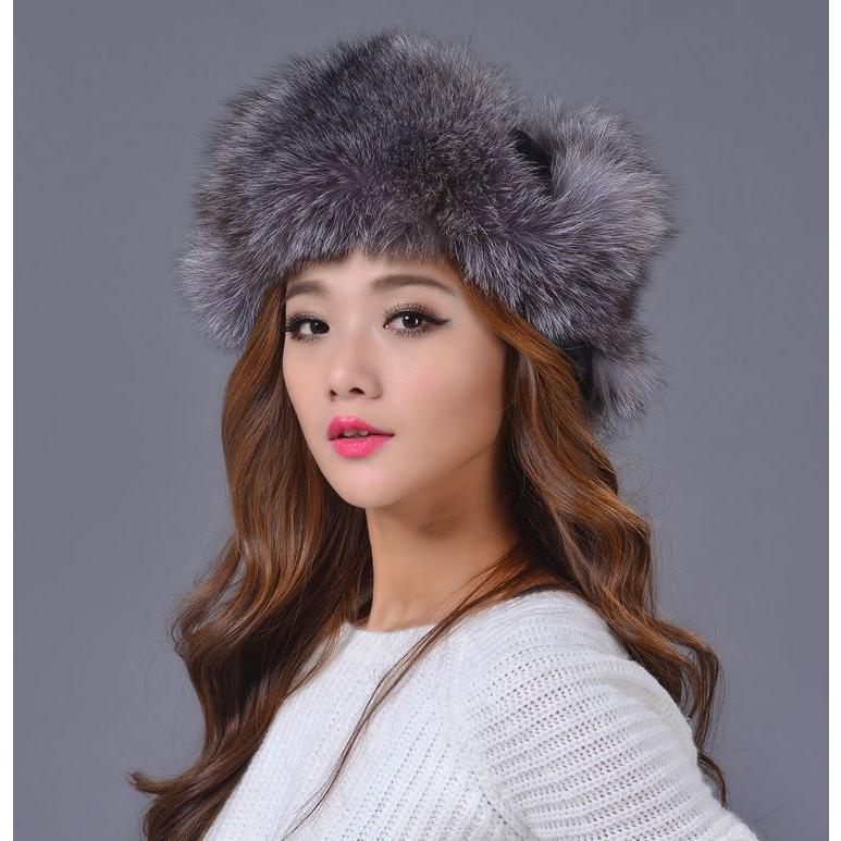 ロシアン帽 フォックスファーニット帽 ラクーンファー レディース 狐 ニット
