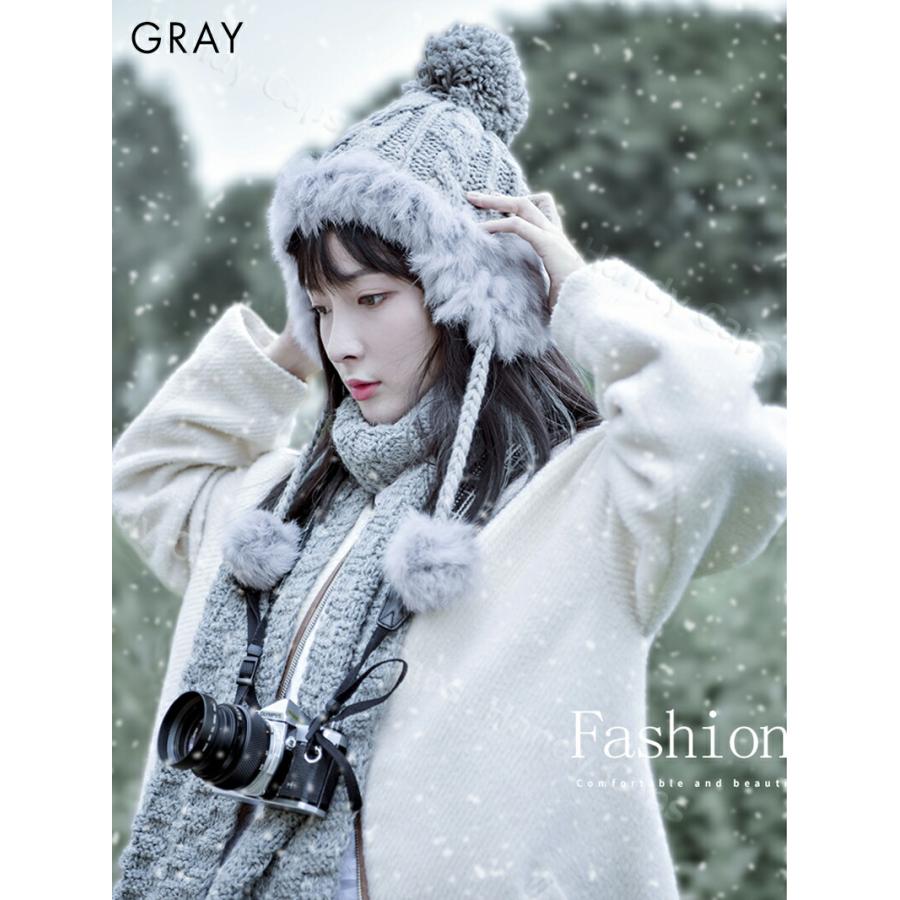 ラビットファー 耳当て付き帽子 防寒帽子 パイロットキャップ フライト