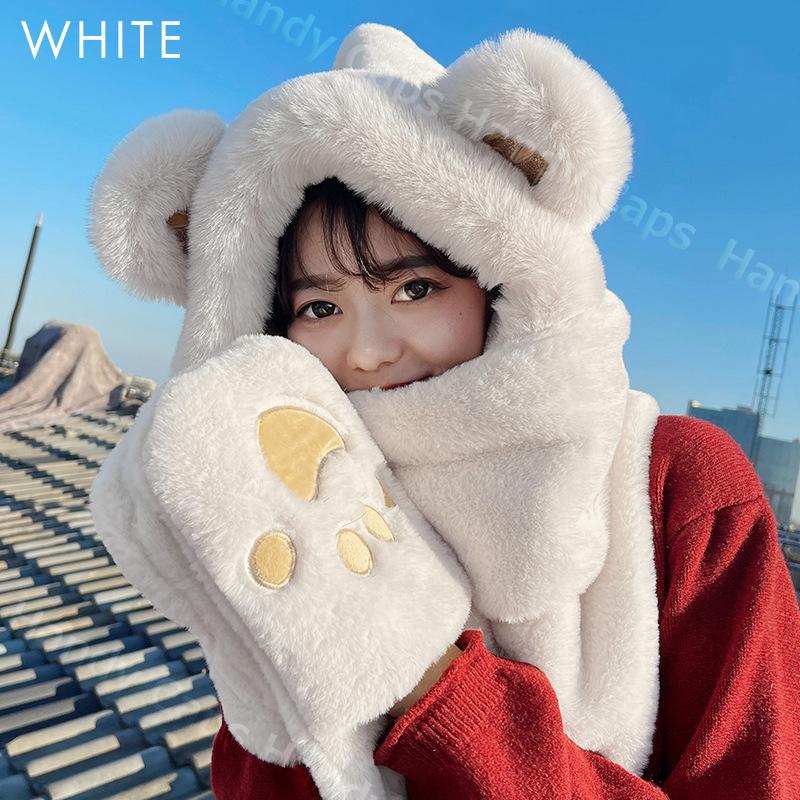 子熊 帽子マフラー フードウォーマー レディース マフラー 人気