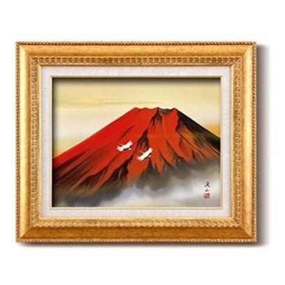 伊藤渓山 日本画額F6金 13333・赤富士の画像