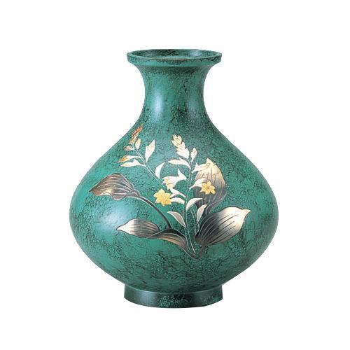 最新発見 高岡銅器 銅製花瓶　山本秀峰作　鳳寿　ぎぼうし　8号　95-02 花瓶、花器