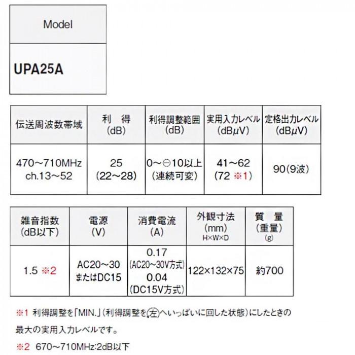 マスプロ電工 UHFプリアンプ(前置増幅器) UPA25A : ハンディ マスプロ電工 UHFプリアンプ(前置増幅器) UPA25A : ハンディ