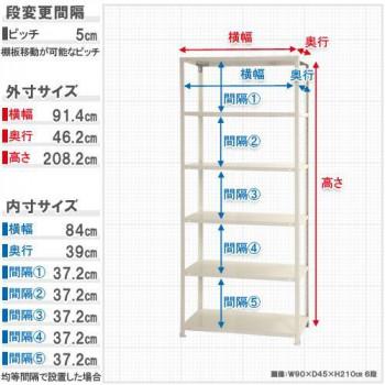 スマートラック NSTR-767   間口900×奥行450×高さ2100mm 6段 ホワイトの画像