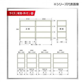 中量ラック　耐荷重300kgタイプ　連結　間口1500×奥行450×高さ2400mm　4段　ニューアイボリー_1