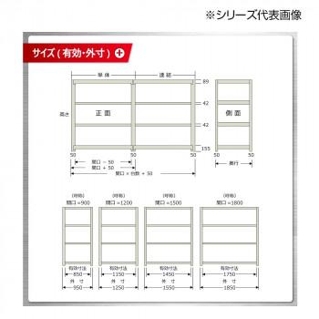 中量ラック 耐荷重500kgタイプ 単体 間口1500×奥行750×高さ1800mm 4段 ニューアイボリーの画像