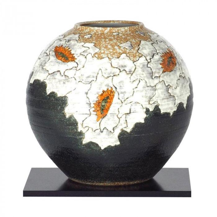 九谷焼 良則作 8号花瓶 牡丹 N175-03 九谷焼 良則作 8号花瓶 牡丹 N175