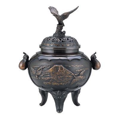2851 銅製 鋳銅香炉 御香炉灰付き 未使用 2851 銅製 鋳銅香炉 御香炉灰