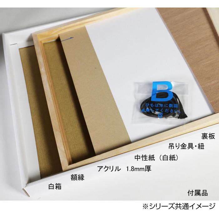 デッサン額 木製フレーム 桜カマボコ ホワイト 小全紙660×508 アクリル