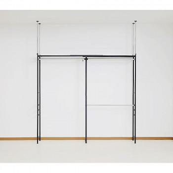 ツッパリクローゼットハンガーラック ロータイプ  ワイド シルバーメタリック SK-80L W(BK)の画像
