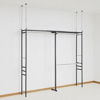 ツッパリクローゼットハンガーラック ロータイプ  ワイド シルバーメタリック SK-80L W(BK)の画像