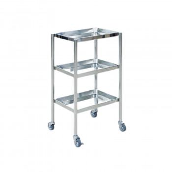 送料無料高田ベッド製作所 3段トレー付ステンレスワゴン キャスター
