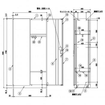 壁面収納家具/D:450・ホワイトタイプ 両開戸/ワードローブ H1830 ベース・アジャスター付 ALPSホワイト色 COM-UAL-W18
