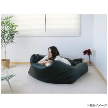 日本製 ビーズクッション ビーズチェアW レザー ブラックの画像