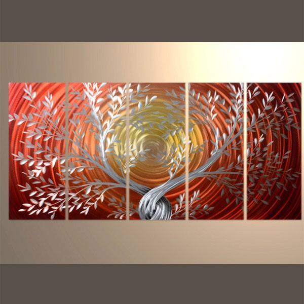 メタルアート 現代絵画 立体感のあるモダンアート ハンドメイド作品 ナチュラルライン 木A 2FMA-443 30×80cm-5