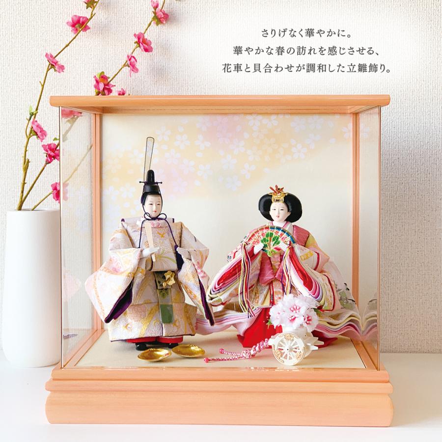 ひな人形立ち雛ケース 雛人形 コンパクト 立ち雛 ケース飾りもも華 名入れ おしゃれ かわいい