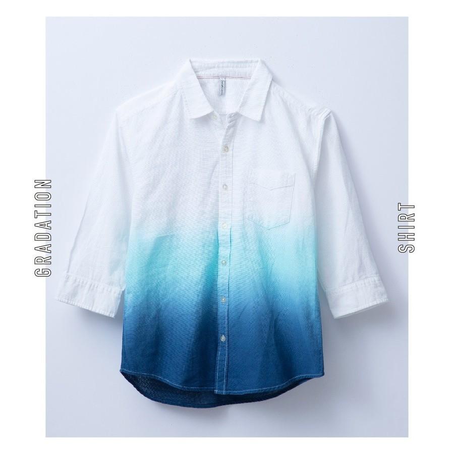 シャツ パナマ織り グラデーション 7分袖 ワイシャツ ポケット シンプル ボタン カジュアル メンズ M L Ll 4makes 9a199 22 Hangaa 通販 Yahoo ショッピング