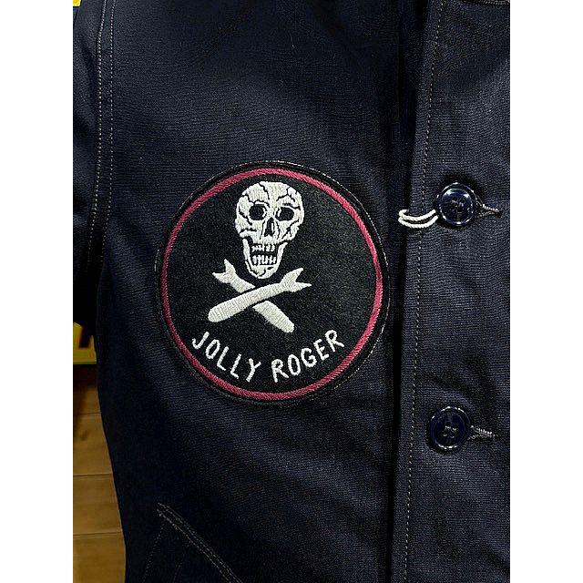 フリーホイーラーズ デッキジャケット FREEWHEELERS “KNUCKLE BONES” on “AAF 90thBG 400thBSQ” CIVILIAN DECK JACKET #2531004 DARK NAVYの画像