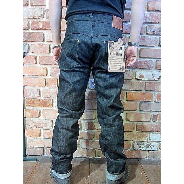 ギャングスタービル デニム GANGSTERVILLE THUG-DENIM "IRONCROSS" SLIM 【BLACK x BLACK】｜hangar-market｜03