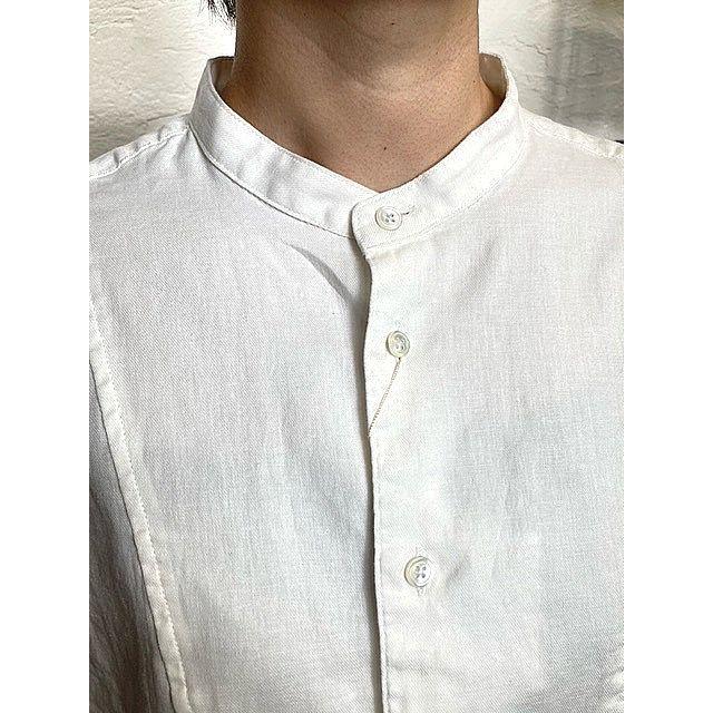 ルメランジュ シャツ ロングシャツ Le melange 6153201 綿麻 バンドカラー シャツ 001.OFF WHITE | Le Melange | 04
